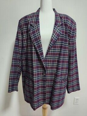 BW Vintage Plaid Blazer in Burgundy/Navy/Green